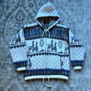 Tejidos Ruminahui Alpaca Wool Aztec llama Hooded Sweater